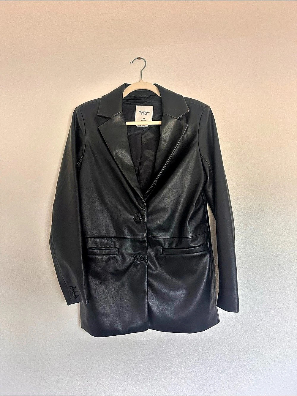 Abercrombie & Fitch Black Vegan Leather Blazer Jacket
